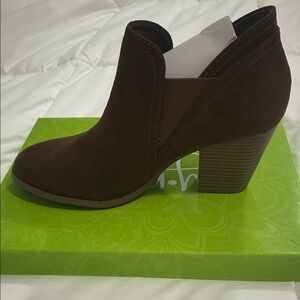 Women's Brown Suede Block Heel Ankle Boot